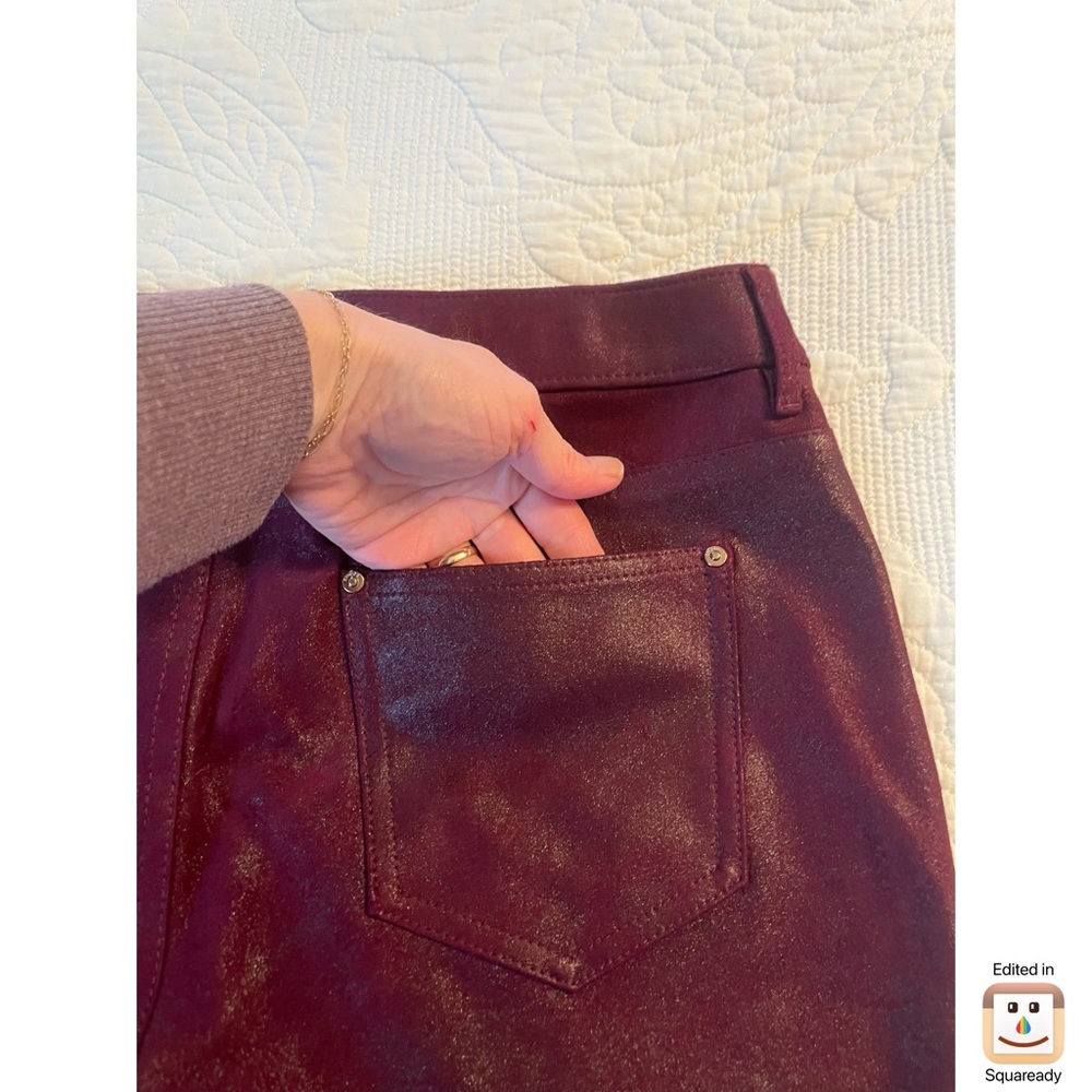 Chico’s Faux Leather Burgundy Pants - Picture 4 of 5